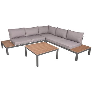 Garden Pleasure Loungegruppe VALENTINA grau, anthrazit Holz, Metall, 15-teilig