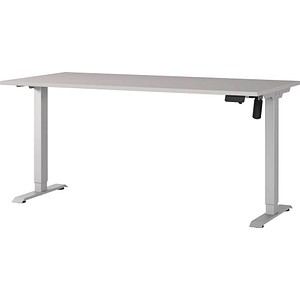 GERMANIA Boras höhenverstellbarer Schreibtisch kaschmir rechteckig, T-Fuß-Gestell silber 160,0 x 80,0 cm
