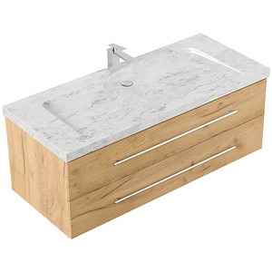 POSSEIK Waschbecken mit Unterschrank WHITE YAMO 130 eiche gold 130,0 x 55,0 x 50,0 cm