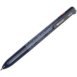 WESTCOTT 4-Farben-Kugelschreiber dunkelblau mit Druck, Schreibfarbe: blau, schwarz, grün, rot, 1 St.