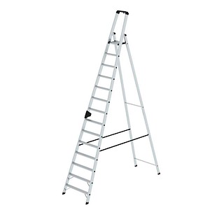 MUNK Stehleiter einseitig silber 14 Sprossen, H: 3,92 m