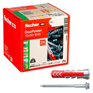 fischer DuoPower 10x50 S 2K 535461 Dübel mit Schrauben Ø 10 mm x 50 mm, 25 St.