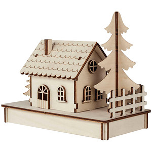 Rayher Holzbausatz Häuschen 30-tlg. beige