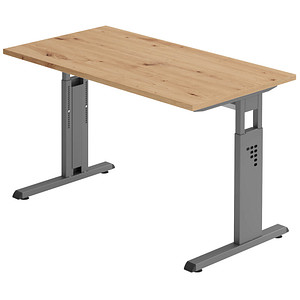HAMMERBACHER OS612 Schreibtisch asteiche rechteckig, C-Fuß-Gestell grau 120,0 x 67,2 cm
