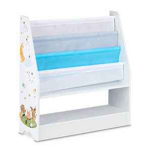 relaxdays Kinderregal weiß/blau 71,0 x 23,0 x 74,0 cm, 1 St.