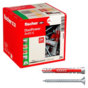 fischer DuoPower 8x65 S 2K 538256 Dübel mit Schrauben Ø 8 mm x 65 mm, 25 St.