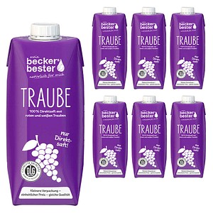 beckers bester Traubensaft rot  Direktsaft 6x 0,75 l