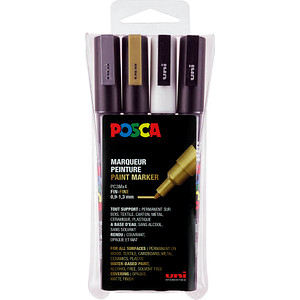 uni-ball POSCA PC-3M Metallic Acrylstift farbsortiert 0,9 - 1,3 mm, 4 St.