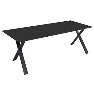 VCM my office Lona Schreibtisch anthrazit rechteckig, X-Fuß-Gestell schwarz 160,0 x 80,0 cm