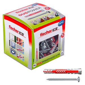 fischer DuoPower 6x50 S PH 2K 538260 Dübel mit Schrauben Ø 6 mm x 50 mm, 50 St.