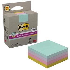 Post-it® Super Sticky Notes Haftnotizen farbsortiert, 4 Blöcke
