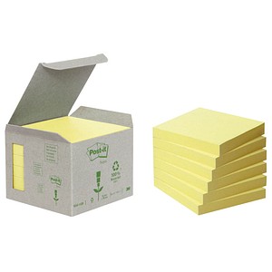 Post-it® Recycling Notes Haftnotizen 6541B gelb, 6 Blöcke