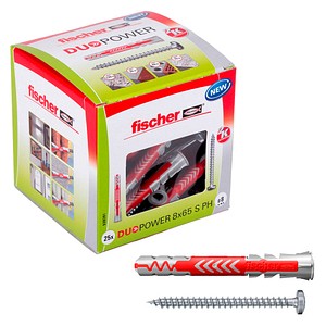 fischer DuoPower 8x65 S PH 2K 538261 Dübel mit Schrauben Ø 8 mm x 65  mm, 25 St.