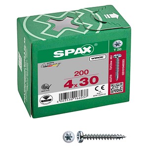SPAX® Universalschrauben T20 Halbrundkopf WIROX 0201010400303 4 mm x 30 mm, 200 St.