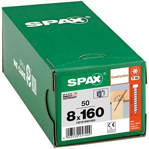 SPAX® Holzbauschrauben T40 Zylinderkopf WIROX 8 mm x 160 mm, 50 St.