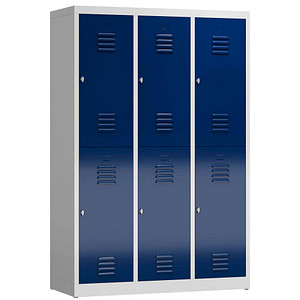 ClassiX Spind enzianblau, lichtgrau X-523231, 6 Schließfächer 118,5 x 50,0 x 180,0 cm