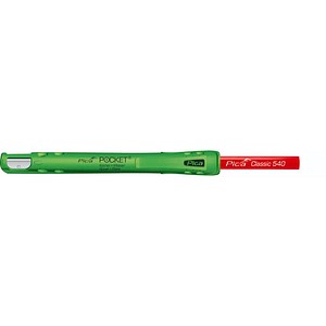 Pica Pocket Bundle Zimmermannsbleistift 505/01 Bleistiftköcher-Set mit integriertem Spitzer rot, 1 Set