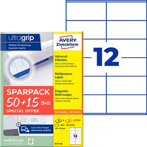 AVERY Zweckform Etiketten weiß 105,0 x 48,0 mm, 65 Blatt