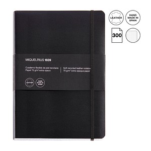 MIQUELRIUS Notizbuch Leather ca. DIN A5 kariert, schwarz Softcover 300 Seiten, 1 St.