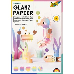 folia Glanzpapier Regenbogen farbsortiert 100 g/m² 10 Blatt