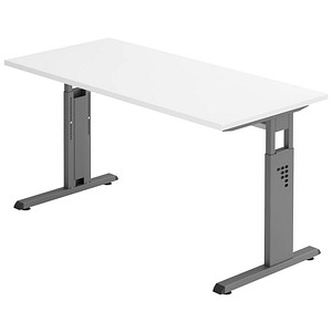 HAMMERBACHER OS614 Schreibtisch weiß rechteckig, C-Fuß-Gestell grau 140,0 x 67,2 cm