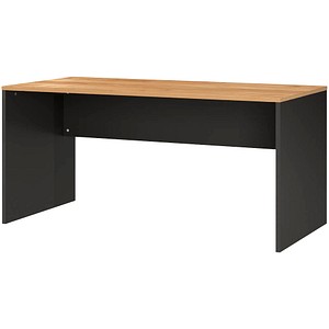 GERMANIA Lissabon Schreibtisch grafit, navarra-eiche rechteckig, Wangen-Gestell grau 158,0 x 79,0 cm