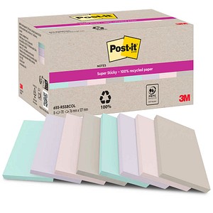 Post-it® Super Sticky Notes Haftnotizen extrastark farbsortiert, 8 Blöcke