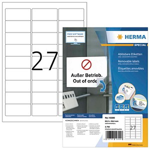 HERMA Etiketten 10300 weiß 63,5 x 29,6 mm, 100 Blatt