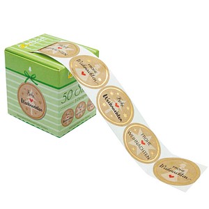 AVERY Zweckform Aufkleber Frohe Weihnachten, braun, 50 Etiketten