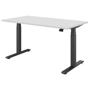 fm fouraction elektrisch höhenverstellbarer Schreibtisch diamantweiß rechteckig, T-Fuß-Gestell anthrazit 140,0 x 80,0 cm