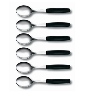 VICTORINOX Kaffeelöffel silber, schwarz glänzend, 6 St.