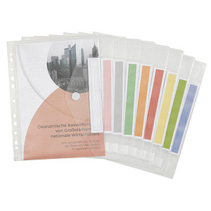 FolderSys Dokumententaschen Index DIN A4 transparent genarbt 0,20 mm, 10 St.