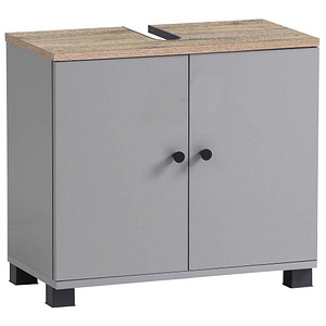 MÖBELPARTNER Waschbeckenunterschrank Lugo 157426 platingrau, wildeiche 59,8 x 32,6 x 62,4 cm