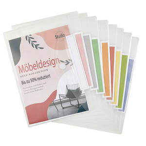 FolderSys Dokumententaschen Index DIN A4 transparent genarbt 0,20 mm, 10 St.