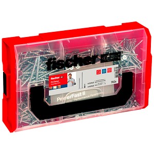 fischer Holzbauschrauben-Sortiment FixTainer PowerFast II PZ 562277 3,5/4/5 mm x 16/30/35/40/50/60 mm