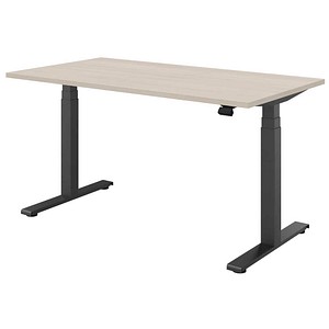 fm fouraction elektrisch höhenverstellbarer Schreibtisch akazie hell rechteckig, T-Fuß-Gestell anthrazit 140,0 x 80,0 cm