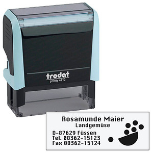 trodat Textstempel, individualisierbar printy 4913 selbstfärbend schwarz mit Logo