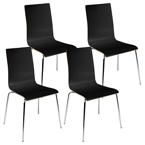 Nowy Styl Schalenstühle Cafe VII schwarz Holz, 4 St.