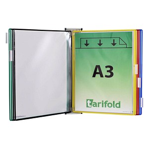 tarifold Wand-Sichttafelsystem 418109 DIN A3 farbsortiert mit 10 St. Sichttafeln, 1 St.