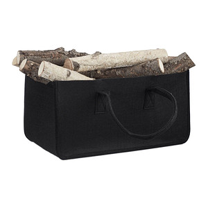relaxdays Kaminholztasche 27,0 l schwarz 25,0 x 50,0 x 25,0 cm, 1 St.