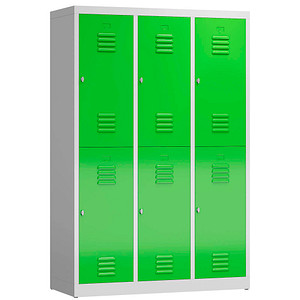 ClassiX Spind gelbgrün, lichtgrau X-523235, 6 Schließfächer 118,5 x 50,0 x 180,0 cm