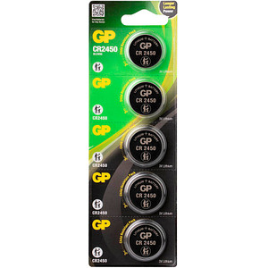 GP Knopfzelle CR2450 Lithium 3,0 V, 5 St.