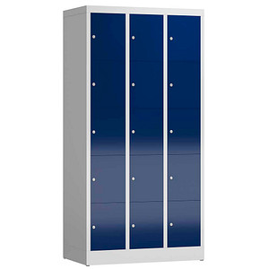 ClassiX Schließfachschrank enzianblau, lichtgrau X-520531, 15 Schließfächer 87,0 x 50,0 x 180,0 cm