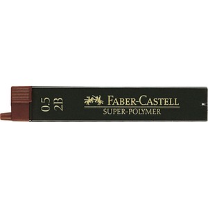 FABER-CASTELL SUPER-POLYMER Feinminen-Bleistiftminen schwarz 2B 0,5 mm, 12 St.