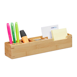 relaxdays Schreibtisch-Organizer braun Bambus 11 Fächer 32,0 x 7,0 x 6,0 cm