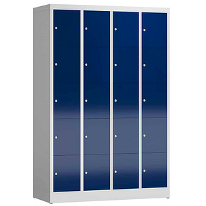 ClassiX Schließfachschrank enzianblau, lichtgrau X-520541, 20 Schließfächer 118,5 x 50,0 x 180,0 cm