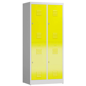 ClassiX Spind lichtgrau, zinkgelb X-523226, 4 Schließfächer 80,0 x 50,0 x 180,0 cm