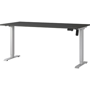 GERMANIA Boras höhenverstellbarer Schreibtisch grafit rechteckig, T-Fuß-Gestell silber 160,0 x 80,0 cm