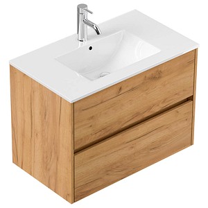 POSSEIK Waschbecken mit Unterschrank LIMES 80 eiche gold 80,0 x 46,5 x 58,5 cm