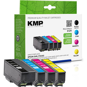 KMP E149V  schwarz, cyan, magenta, gelb Druckerpatrone kompatibel zu EPSON 26XL / T2636XL, 4er-Set
